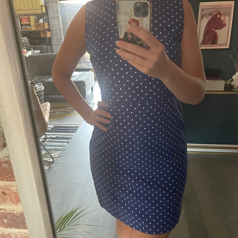 Polka dot blue classy dress